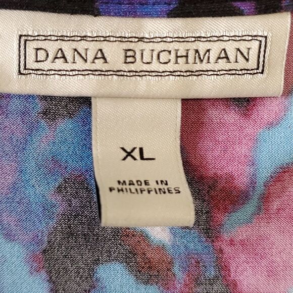 Dana Buchman XL blouse. 3/4 sleeves with tie at bottom. Blue. Black & pu… - Picture 2 of 6